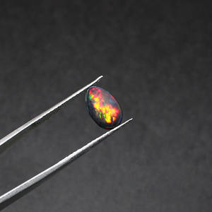 หินโอปอลหลากไฟสีดำธรรมชาติขนาด11x7มม. ลูกแพร์ Cabochon 1.80 CTS อัญมณีสำหรับทำเครื่องประดับ - Product Image 6