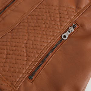 Veste en similicuir pour femmes avec fermeture à glissière manches longues vêtements d'extérieur décontractés élégants pour l'automne tenue quotidienne - Product Image 5