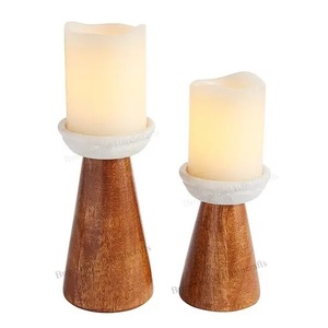 Portavelas de madera de acacia hecho a mano para mesa de salón, candelero, centros de mesa de boda y decoraciones de mesa, decoración del hogar - Product Image 1