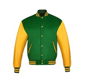 Veste universitaire de style collège classique unisexe avec logo brodé personnalisé fermeture à pression ourlet côtelé manches en PU OEM toile de corps en laine - Product Image 1