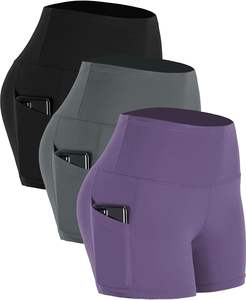 Shorts de sport tendance pour femmes avec nœud et bouton, haute élasticité, coupe ajustée, écologiques, séchage rapide, vêtements de sport pour la remise en forme - Product Image 3