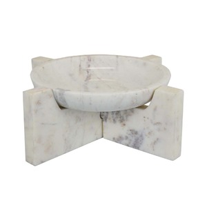 Nuevo cuenco de mármol redondo decorativo Manny, elegante diseño de mármol blanco, pieza decorativa de estilo Pedestal moderno para decoración del hogar con estilo - Product Image 1