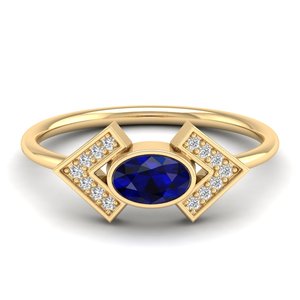 Bague en saphir bleu taille ovale REYES 0,5 carat pour femmes, prix de gros, or massif 14 carats, bijoux en moissanite certifiés GRA - Product Image 6