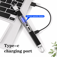 Briquet Électrique Portable à Logo Personnalisé, Rechargeable USB-C, Coupe-Vent, Sans Flamme, Allumage d'Arc pour Bougies, Design Moderne pour Fêtes