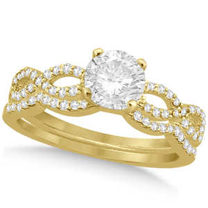 Ensemble de bagues de mariage en or jaune 14 carats avec diamant rond infini torsadé 1,63 ct - Product Image 1