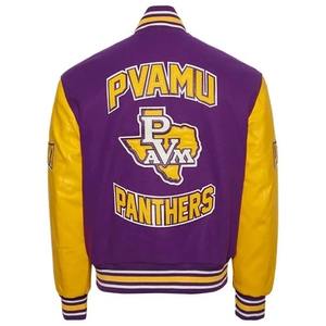 Chaqueta universitaria de lana personalizada a granel, chaqueta de béisbol cálida duradera con botones a presión y parches de equipo - Product Image 5