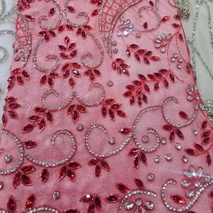Tela de encaje con cuentas a mano de red VIP, <span class=keywords><strong>Material</strong></span> de poliéster 100% de calidad superior, vestidos de fiesta de noche para mujer, diseño de encaje de red hecho a mano - Product Image 1