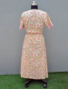 Indien Vintage Style femmes robe main bloc Floral imprimé coton à la mode décontracté été porter longue respirant doux Logo naturel - Product Image 6