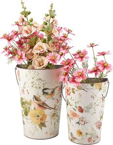 ชุดถังติดผนังหลากสีสำหรับตกแต่งบ้านและสวนพร้อมที่จับที่รองรับสำหรับแขวนผนังห้องและตกแต่งบ้าน - Product Image 1