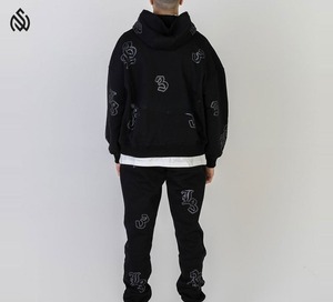 Survêtement avec strass pour l'hiver, survêtement chaud en coton de qualité supérieure avec logo personnalisé, survêtement respirant avec strass pour hommes, nouvel arrivage - Product Image 2