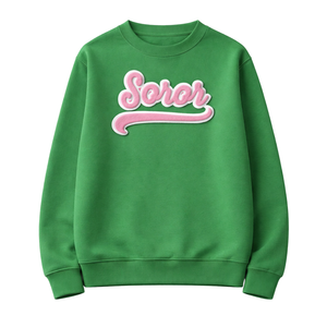Sweat-shirt à col rond vert hiver pour sororité, avec badge sur le devant, design grec, sororité féminine, rose vert, collège, sœur, élégant, décontracté - Product Image 3
