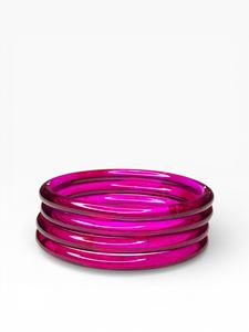 Authentic Premium Design Hot Pink Emerald Cut Faceted Glass Bangle Women's Trendy Lightweight Bangles at Wholesale Price - Product Image 3