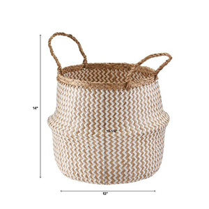Panier en jonc de mer avec pompon fait à la main du Vietnam panier en jonc de mer le plus vendu 2023 panier de rangement idéal pour l'organisation - Product Image 6