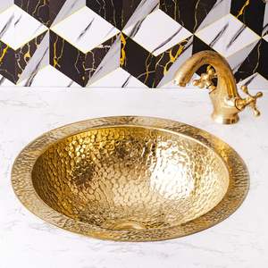 Artistic Finish Brass <b>Sink</b> For Unique <b>Bathroom</b> Interior Styling Offering Handcrafted Detail And Elegance - Product Image 6