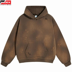 Sweat-shirt à capuche pour homme Index, marron délavé, 100% coton French Terry, coupe ample, avec poche, style décontracté, pour l'automne - Product Image 1