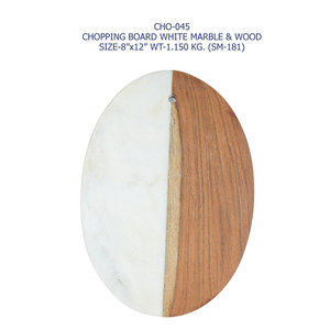 Planche à découper ovale en bois et marbre blanc de haute qualité Design élégant et durable pour les ustensiles de cuisine et l'utilisation des aliments - Product Image 2