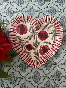 Trending 2024 Sangria Red & Cerise Pink 100% Cotton India Block Printed Fabric <b>Coasters</b> 7" for Coffee Mugs Coffee <b>Tables</b> Decor - Product Image 3