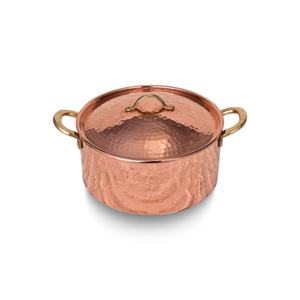 Cacerola de metal de cobre puro de forma rectangular con tapa para olla caliente que sirve cocina y almacenamiento de alimentos - Product Image 3