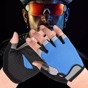 Guantes de nailon de medio dedo para hombre y mujer, unisex, con palma de gamuza y relleno de gel de sílice para ciclismo, entrenamiento y ciclismo - Product Image 2