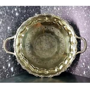 Bandeja DE SERVICIO DE Metal de latón de diseñador de calidad Superior plato hecho a mano mesa de latón bandejas decorativas para servir tamaño personalizado gran oferta - Product Image 3