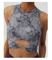 En gros Débardeurs d'été sans bretelles, Camisoles décontractées respirantes, Crop tops à motif uni brodé, Streetwear tendance avec coussinets de poitrine