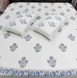 Drap de lit king Size | Double drap de lit | Main bloc motif imprimé reine pur coton drap de lit couverture Boho doux drap de lit - Product Image 3