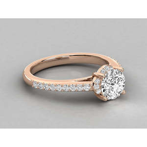 Bague solitaire en or 10 carats avec diamant rond brillant pour femme - Product Image 1