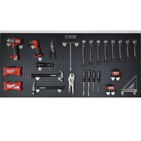 Panneau perforé mural CSPS en acier noir mat thermolaqué 147 cm, certifié ISO 9001, garantie 2 ans, personnalisable, ensemble inclus