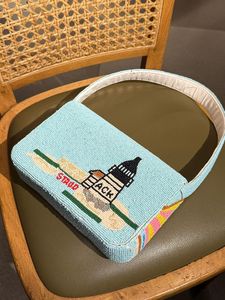 กระเป๋าถือประดับลูกปัดแก้วหลากสี MS Handicraft พร้อมหูหิ้ว กระเป๋าถือลำลอง งานแฮนด์เมดอินเดีย สีสันปรับแต่งได้ กระเป๋าทรงบาแกตต์ - Product Image 4