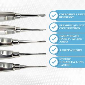 Straight Dental Luxating Elevator <b>Set</b> of 5 Apical Periotome Molt Osteotome Implant Root Extraction Instruments By Altomme - Product Image 2