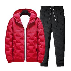 2026 Winter Men's Printed Casual Hooded Tracksuit Set Regular Fit 100% Cotton Fleece Lining Eco-Friendly Breathable 2-Piece - Product Image 2