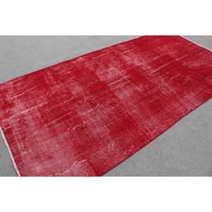 พรมตุรกีขนาด 4.9x9.9 ฟุต พรมวินเทจขนาดใหญ่ พรมลายดอกไม้สีแดงขาว - Product Image 1