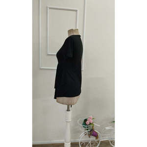 Blusa de viscosa de manga corta con cuello redondo y botones para mujer, con detalle frontal asimétrico, 33848 - Product Image 6