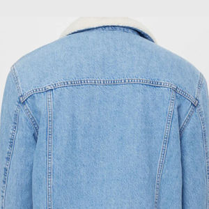 Veste en jean personnalisable 100% coton bleu clair à simple boutonnage pour l'hiver fabricant de gros OEM - Product Image 5