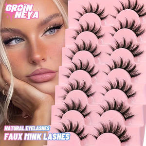 Set de 10 Pares de Pestañas Postizas 3D Voluminosas Semimanuales de 0.07mm de Grosor Diseñadas para un Look Dramático con Aspecto Desordenado y Denso - Product Image 2