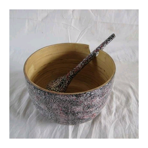 Bamboo <b>Serving</b> <b>Bowl</b> Handmade and Durable with Polished Finish Natural Look for Snacks Dining Salad or Housewarming Gift - Product Image 3