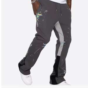 Pantalon de jogging décontracté personnalisé pour hommes avec cordon de serrage Pantalon de survêtement évasé en coton imprimé personnalisé - Product Image 2