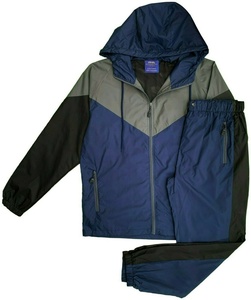 <b>Blank</b> Winter Streetwear Solid Light <b>Weight</b> Polyester Hooded Breathable Tracksuit Set for Men Full Customization Windbreaker - Product Image 3