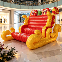 Trineo Inflable Gigante de Santa Claus con Cajas de Regalo, Trineo Navideño Inflable de PVC para Interiores, Centros Comerciales, Exteriores, Jardines, Decoración Navideña para Fiestas