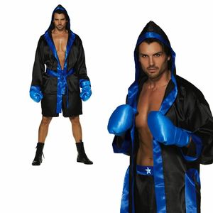 Robes de boxe pour hommes en satin noir personnalisées de haute qualité - Product Image 3