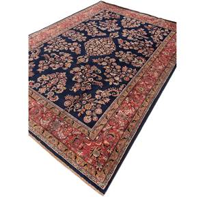 Alfombra de Lana Anudada a Mano Aalam Azul Pae-5576 con Patrón Floral Rectangular de 9x12 para Sala de Estar, Ideal para Adolescentes - Product Image 2