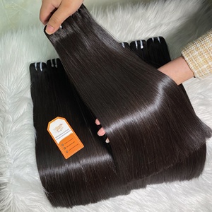 ผมดิบเวียดนามเกรด12A มัดกระดูกตรงแบบ100% ดึงสองชั้นและลูกไม้ปิด2X6 - Product Image 4