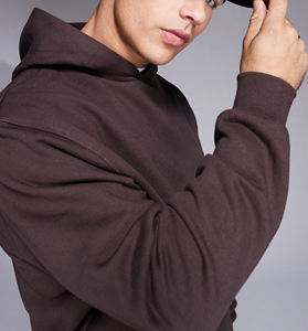 450 GSM เสื้อมีฮู้ดสำหรับผู้ชายผ้าฝ้าย100% โอเวอร์ไซซ์พิมพ์โลโก้ DTF ระบายอากาศทรงหลวมมีฮู้ดสำหรับผู้ชายสีทึบ - Product Image 3