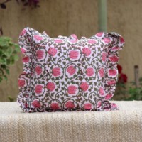 Housses de coussin carrées 100 % coton à volants, imprimées à la main, motif floral, style bohème, pour la maison et l'hôpital, tailles personnalisables, fermeture à cordon