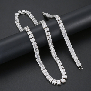 Joyería de Hip Hop de alta calidad, collar de cadena de tenis de racimo de diamantes VVS Moissanite de Plata de Ley 925 para hombres y mujeres - Product Image 1