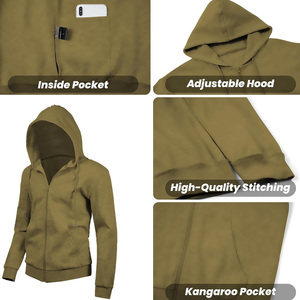 Sudadera con capucha y cremallera para hombre Proveedor OEM con impresión de logotipo de tela transpirable de ajuste personalizado y opciones de ropa de moda de etiqueta privada - Product Image 3
