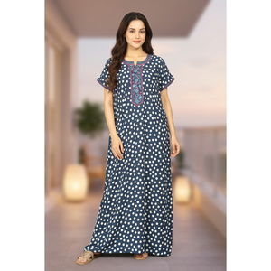 Evolove Women's Liva Viscose <b>Maxi</b> Nighty with Pocket Super Soft and Comfortable Woven Fabric Breathable Spandex ODM Nightwear - Product Image 3