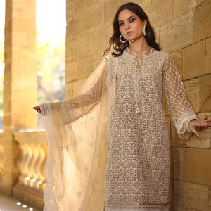 ชุดเดรสลำลองสำหรับผู้หญิง, เดรส2025แขนยาวเสื้อบอลลีวูดคอวีปักลายแฟชั่นคงทน - Product Image 2