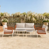 Ensemble de canapés de jardin Joye Leisure en corde tressée, moderne et écologique, avec structure en aluminium pour villa, salon, table basse et chaises