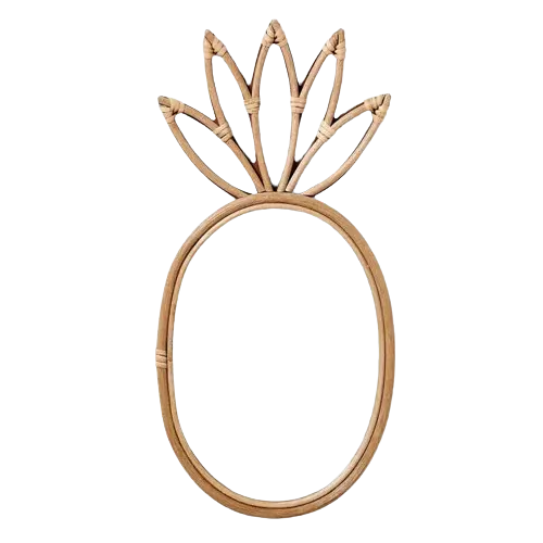 Uniek Ontwerp Ananas Wandspiegel Decoratie Natuurlijke Rotan Make-Up Spiegel Huisdecoratie